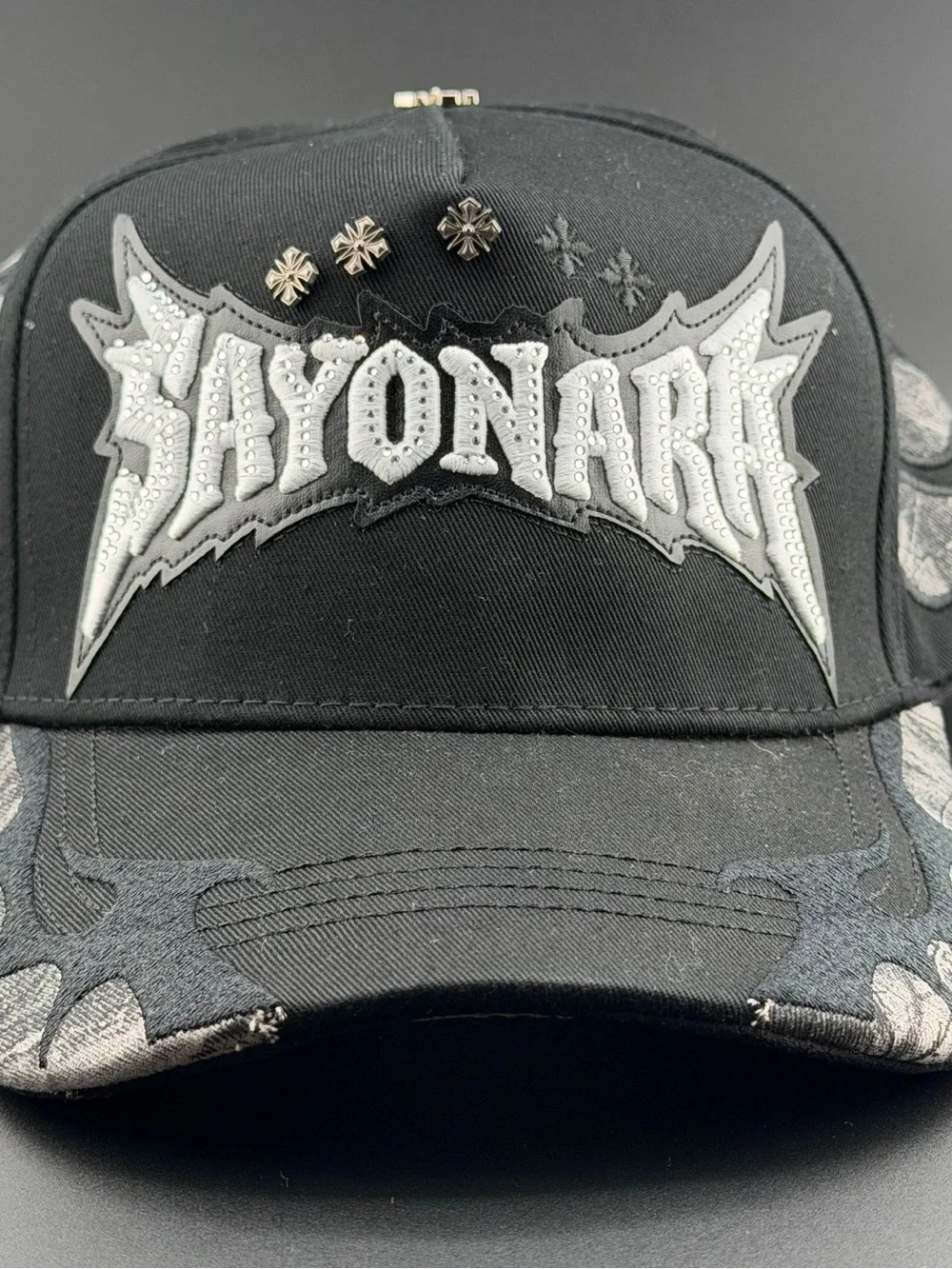Sayonara Embellished Black Baseball Cap